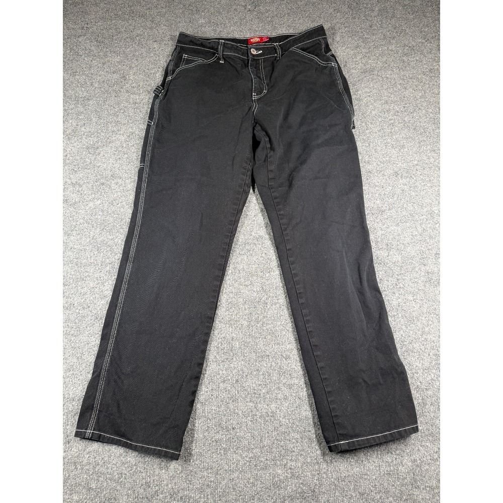 Dickies Carpenter Pants Womens 9/29 Black Mid Rise Utility Workwear Straight Leg